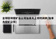 全球区块链矿业公司加拿大上市时间表[加拿大挖矿公司]